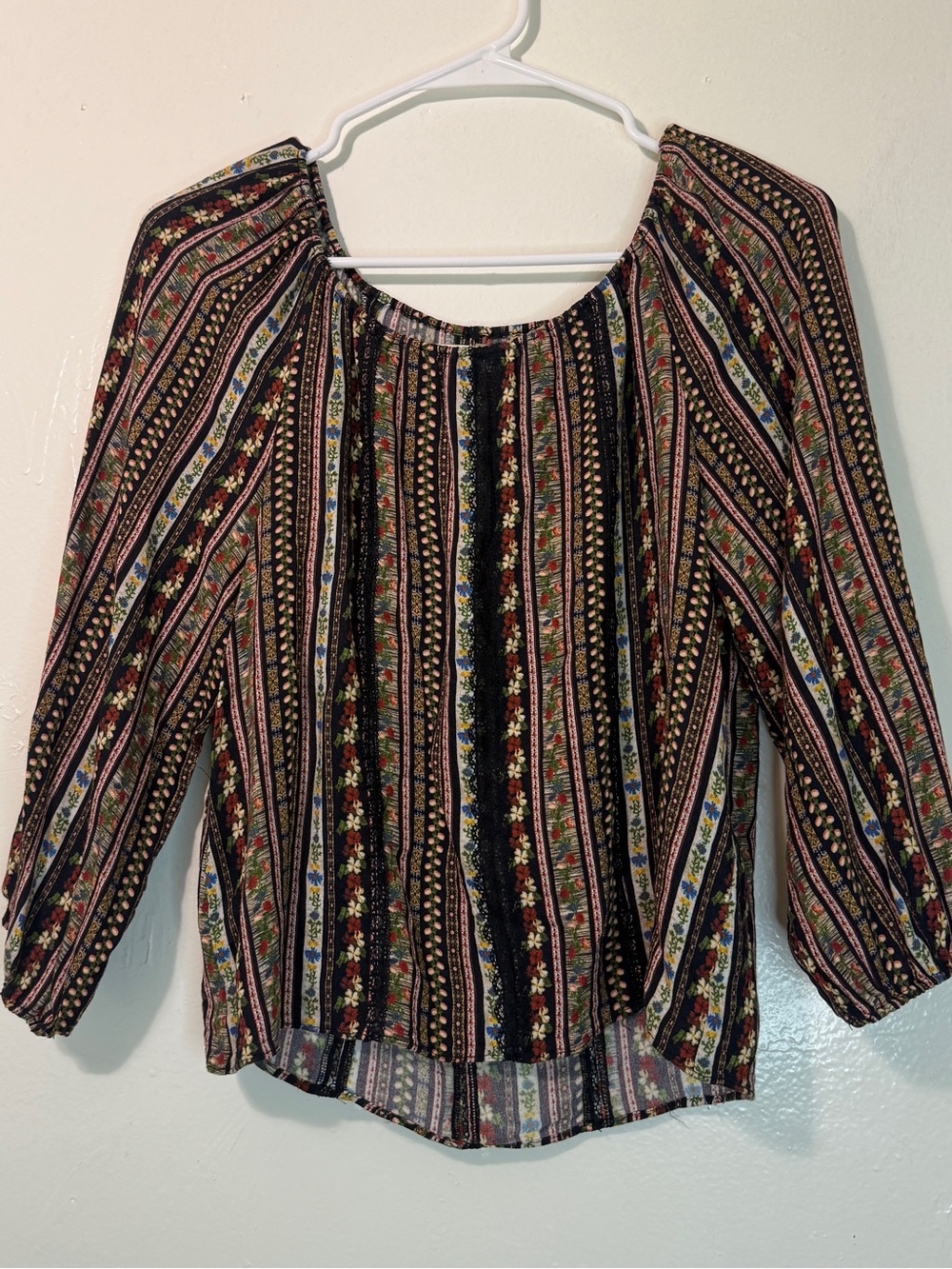 Alice + Olivia Floral Stripe Boho Blouse - Small